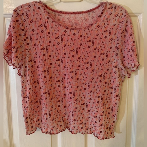 American Eagle Pink Floral Crop Top, XL - Picture 1 of 3